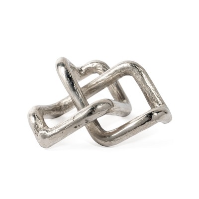 HomeRoots 7" Silver Aluminum Geometric Knot Tabletop Sculpture