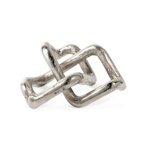 HomeRoots 7" Silver Aluminum Geometric Knot Tabletop Sculpture - 1 of 4