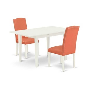 HomeStock 3-Piece Linen White Finish Rectangular Solid Wood Top With Butterfly Leaf Dining Table Set - 1 of 4