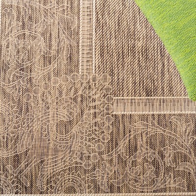 Rectangular Brown/Natural Stain-Resistant Synthetic 5' x 7' Rug