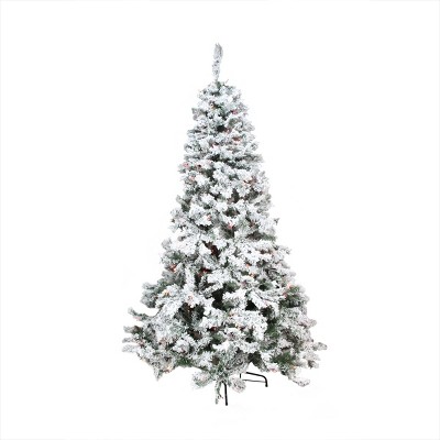 Northlight 9' Prelit Artificial Christmas Tree Medium Heavily Flocked Pine - Multicolor Lights