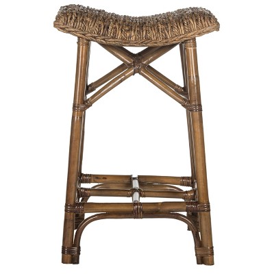(27.5") Ramiro Wicker Barstool - Brown - Safavieh