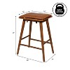 JONATHAN Y Peroni MidCentury Classic Saddle-Seat Solid Wood/Vegan Leather Backless Stool with Removeable Cushion - 4 of 4