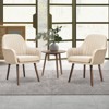 Tangkula Modern Dining Chairs Set of 2 Upholstered Kitchen Chairs with Rubber Wood Legs Thick Sponge Seat Non-Slipping Pads Arm Accent Chairs Beige - 4 of 4