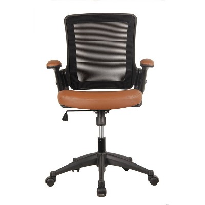 Brown Mesh and Leather Adjustable Task Chair