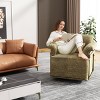 360° Swivel Accent Chair with Gold Metal Frame, Fluffy Upholstered Armchair for Living Room or Bedroom, Modern Square Lounge Chair-Maison Boucle - 3 of 4