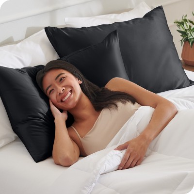 Luxurious Black Satin Queen Pillowcase Set for Hair and Skin