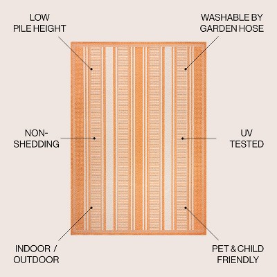 Haynes 3' x 5' Orange and Cream Synthetic Stripe Area Rug