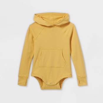 Girls' Adaptive Hooded Adjustable Long Sleeve Bodysuit - Cat & Jack™ Light Mustard Yellow