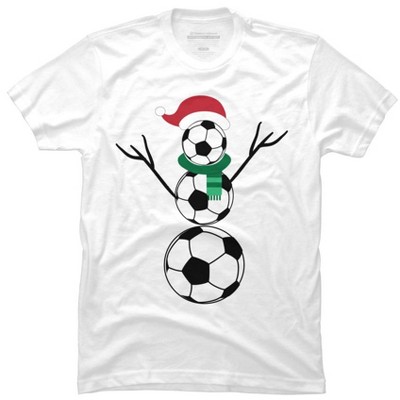 Men's Design By Humans Funny Christmas Shirts Soccer Snowman T-Shirt By RaisedByBears T-Shirt