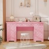 Executive Desk with Drawers, Wood Home Office Desk with Charging Station - 2 of 4