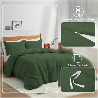 King Size Lunar Green Linen Duvet Cover Set