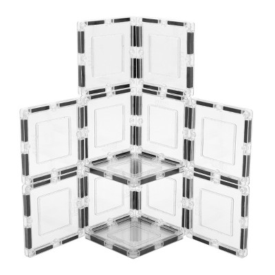 PICASSO-TILES 12 PC Clear Transparent, Magnetic Tiles, Building Blocks, STEM Toys for Kids 3+
