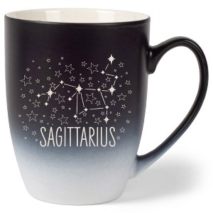 100 North Zodiac Design 10 Ounce Black and White Two Toned Ombre, Comfortably Fits Your Hands, Ceramic Tea Coffee Cup Mug, Sagittarius - 1 of 1