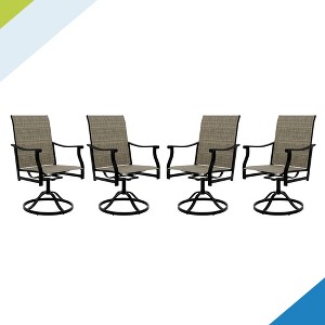 Outdoor Swivel Dining Chairs with Padded Textilene Breathable Back, Swivel Patio Dining Chairs Set of 8, SwivelPatio SlingChairs Set for Poolside - 1 of 4