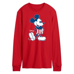Men's - Disney - Mickey Flag Pattern Long Sleeve Graphic T-Shirt - 1 of 3