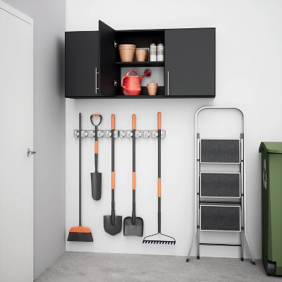 Elite 54" Black Laminated Wall Cabinet with Adjustable Shelving