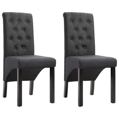vidaXL Dining Chairs, 2 Pcs, Dark Gray Fabric
