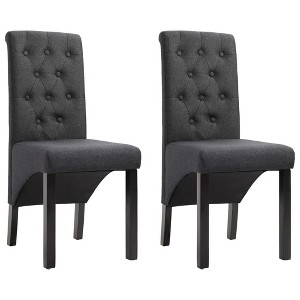 vidaXL Dining Chairs, 2 Pcs, Dark Gray Fabric - 1 of 4