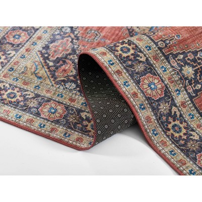 Rust Rectangular Synthetic Persian-Inspired Area Rug
