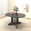 Okak 59x43IN Farmhouse Dining Table with X Shaped Base, Expandable Kitchen Table with Removable Leaf Trestle, Round Table for Dining Room, Black - 4 of 4