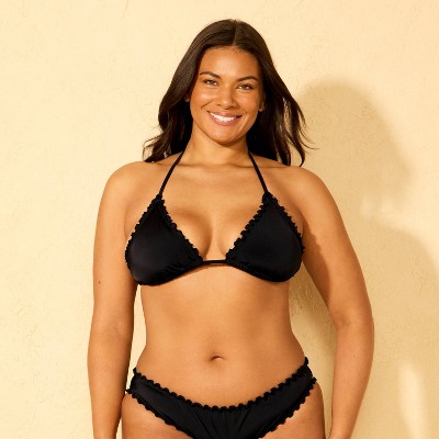 Shade & Shore Women's Ruffle Triangle Bikini Top - Shade & Shore™ Black M — фото 4