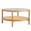 CAVINAS Coffee Tables for Living Room Round Solid Wood and Imitation Rattan Coffee Table Double-layer Tea Table Coffee Low Table,Natural Wood - 2 of 4
