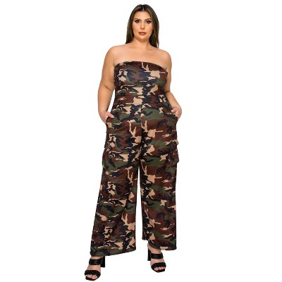 L I V D Women's Freya Camo Cargo Jumpsuit