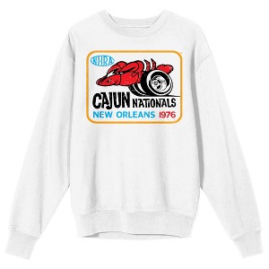 National Hot Rod Association Cajun Nationals Adult White Crew Neck Long Sleeve Sweatshirt - 1 of 4