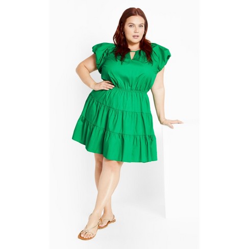 Women's Plus Size Alina Dress - bright green | CITY CHIC - image 1 of 4