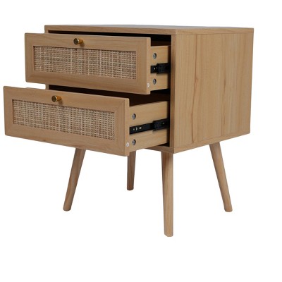 Vynxaria Night Table with Drawer Bedside Storage Easy Assembly Wooden Nightstand for Bedroom