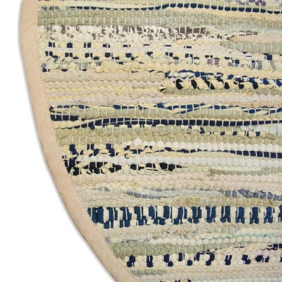 Taupe and Beige Round Cotton Reversible Rag Rug, 36"
