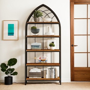 Hommoo 74.8-Inch Tall 5-Tier Industrial Bookshelf Rustic Brown - 1 of 4