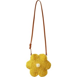FATMOON Straw Beach Bag, Summer Fashion Flower Purse Cute Hand-Woven Straw Crossbody Bags for Women Vacation Handbags - 1 of 4