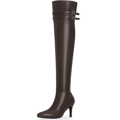 BLISSFUL STEP Pointed Toe Over the Knee High Zipper Stiletto High Heel Boots for Women