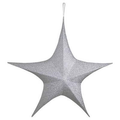 Northlight 44" Silver Tinsel Foldable Christmas Star Outdoor Decoration