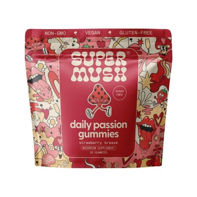 SuperMush Daily Passion Mushroom Supplement Gummies - 28ct/14 Servings