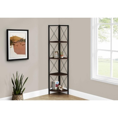 Espresso Black Metal 60" Corner Etagere Bookcase
