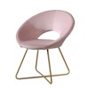 Vynxaria Slatina Pink Silky Velvet Accent Chair ¨C Elegant Comfort with Gold Tone Base - 3 of 3