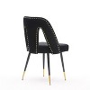 CAVINAS Modern Contemporary Dining Chair Set of 2, Velvet Upholstered Dining Room Chair with Nailheads and Gold-Tipped Black Metal Legs - 4 of 4