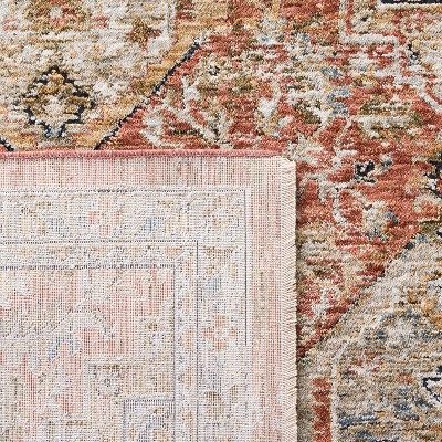 Rust and Blue Hand-Knotted Synthetic Area Rug