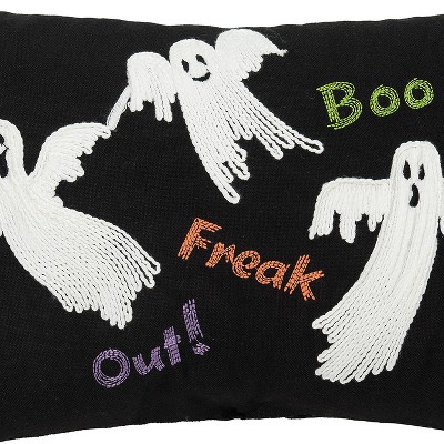 Black and White Embellished Halloween Ghosts Throw Pillow