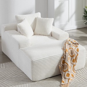 KWPZQEB 67" Chaise Lounge Chair, Corduroy Boneless Sofa with & 3 Pillows, Oversized Deep Seat Sleeper Sofa Bed for Living Room, Bedroom - 1 of 4