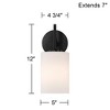 Possini Euro Design Nanni 12" High Modern Wall Sconce Light Lamp Fixture Mount Set of 2 Bathroom Bedroom Hardwired Matte Black Milk Glass Shade - 4 of 4