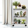 Vynxaria Chrome 3-Tier Utility Storage Shelves with Wheels, 23" W x 13" D x 30" H - 3 of 4