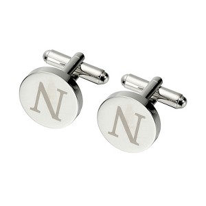 Unique Bargains Alphabet Copper Round Men Cuff Links - 1 of 4