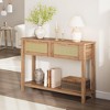 Homhougo Entryway Table with 2 Drawers, Console Table for Entryway, Wood Sofa Table with Storage Tan - 3 of 4