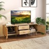 Costway Rattan TV Stand for 65-Inch TV 59" TV Console Cabinet Boho Entertainment Center - 2 of 4