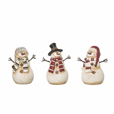 Transpac Rustic Snowman Figurines Set of 3 Charming Home Decorations for Christmas Indoor Use Tabletop or Mantel Display Ideal Gift for Hostess or