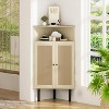 Hooseng Rattan Freestanding Bar Storage Cabinet, 4-Tier Corner Cabinet with Doors and Shelves, Corner Table for Small Spaces - 2 of 4